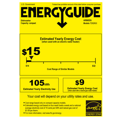 Portable Countertop Dishwasher with 5-Liter Built-In Water Tank and Air-Dry Function, 5 Washing Programs Mini Dishwasher, AE-TDQR03