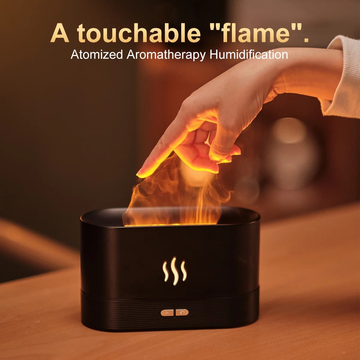 Ultrasonic Humidifier with 7 Colors Flame Lights, Essential Oil Diffuser, White