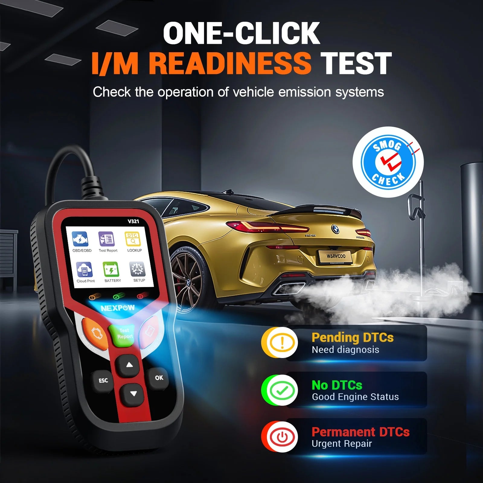 OBD2 Scanner, Car Code Reader with Battery Tester, Diagnostic Tool for Check Engine Light, OBDII Scanner for All Vehicles since 1996