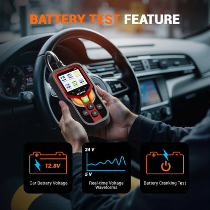 OBD2 Scanner, Car Code Reader with Battery Tester, Diagnostic Tool for Check Engine Light, OBDII Scanner for All Vehicles since 1996