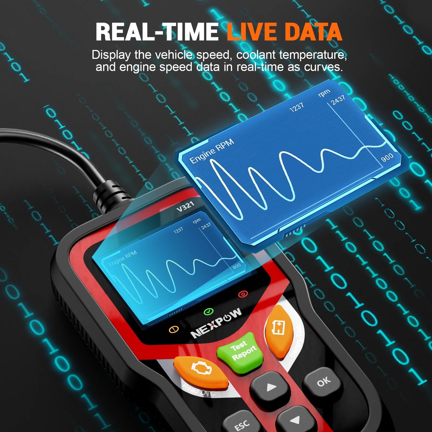 OBD2 Scanner, Car Code Reader with Battery Tester, Diagnostic Tool for Check Engine Light, OBDII Scanner for All Vehicles since 1996