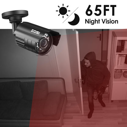 1080P HD TVI Security Camera,  4 in 1 Wired Security Camera for Home Office CCTV System Outdoor Bullet Camera with Night Vision